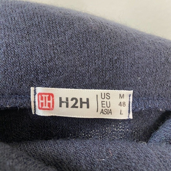 H2H Asymmetrical Cowl Neck Zipper Detail Navy Sweater Sz M - Picture 10 of 10